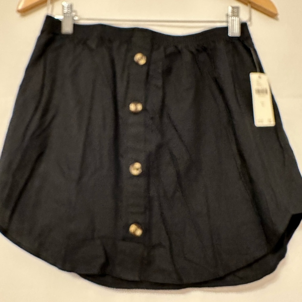 NWT Anthropologie Black Mini Skirt with Buttons and Cropped Top